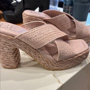 Beacon Pink Platform Shoes with Textured Design
